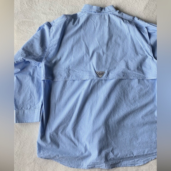 Columbia PFG Super Bonehead⢠Long Sleeve Men Shirt sz Large blue white checkered - Picture 2 of 13